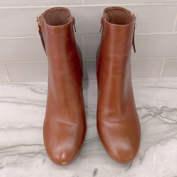 Jeffrey Campbell Prianka Zippered Heeled Bootie in Cognac size 8 - Picture 3 of 6